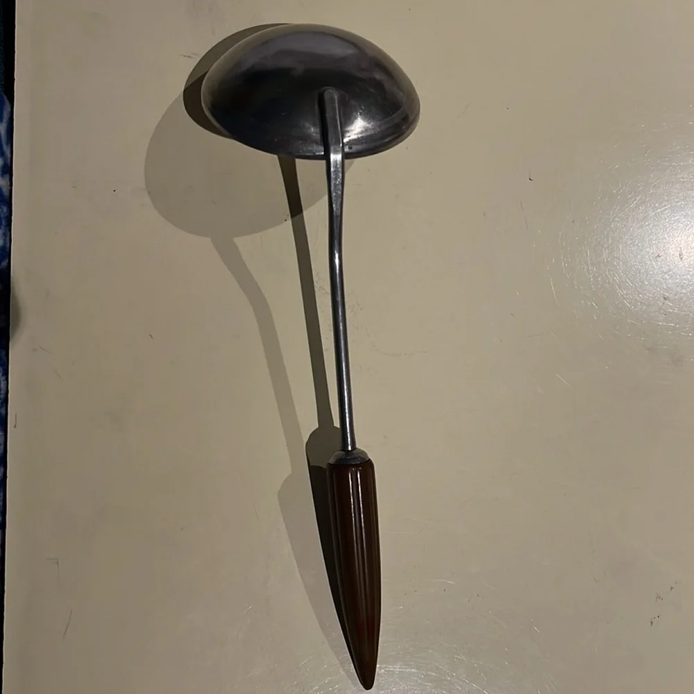 Vintage Art Deco Androck Stainless Ladle USA Brown Bakelite Bullet Handle 11.25